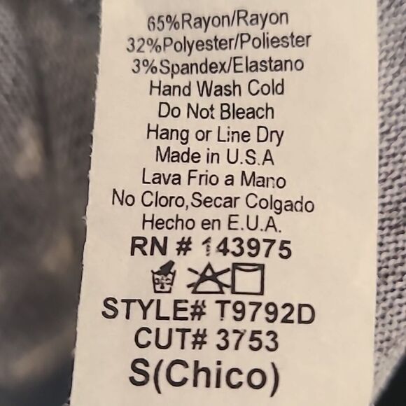 Millibon by Chicos Navy Top w/White Stripes, Knotted Waist in front, Size Small - Picture 8 of 8